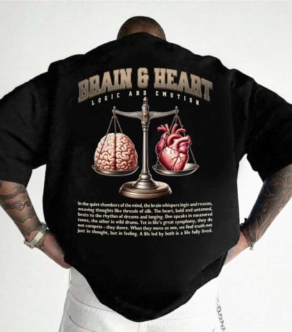 Oversize тениска Brain And Heart