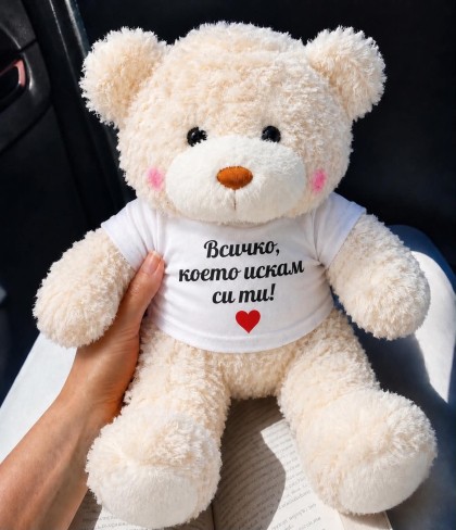 Мече 30 см с надпис - Всичко, което искам, си ти!