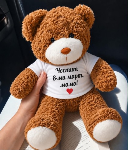 Мече 30 см с надпис - Честит 8-ми Март + Име